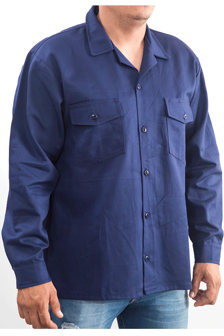 camisa en dril azul